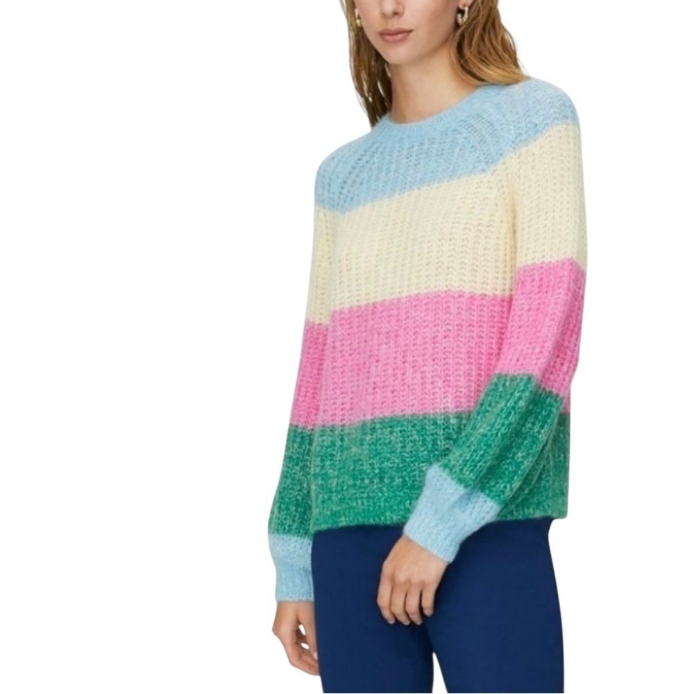 Aritzia Wilfred Saba Crew Neck Color Blocked Sweater Mohair & Alpaca Wool Sz XS
